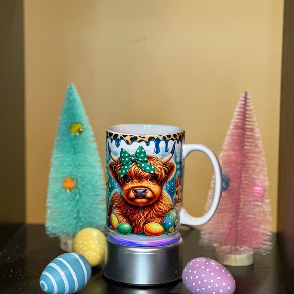 Hand Crafted Easter Highland Cow-Green Sublimated 15oz Mug - Picture 6 of 6